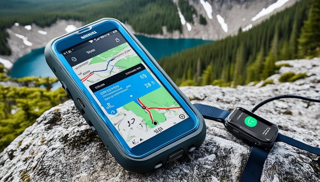 smartphone de navigation et montre GPS de randonnée